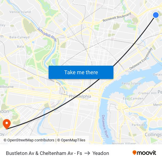 Bustleton Av & Cheltenham Av - Fs to Yeadon map
