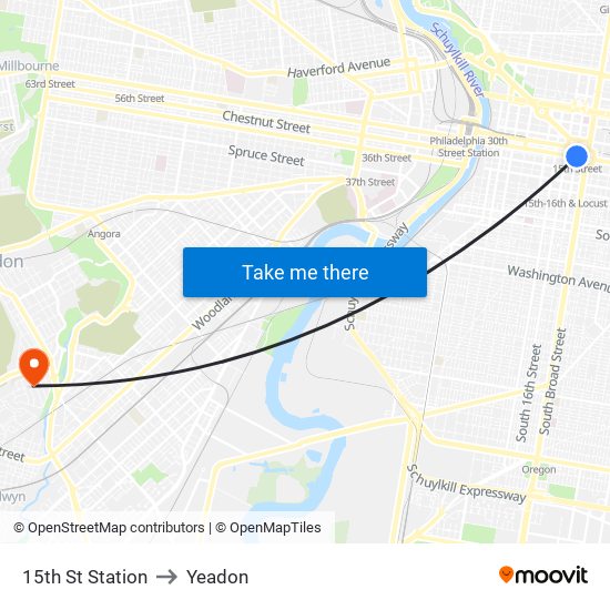 15th St Station to Yeadon map