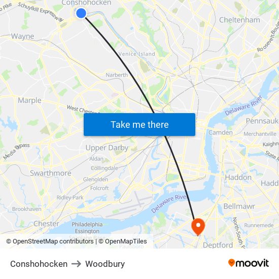 Conshohocken to Woodbury map