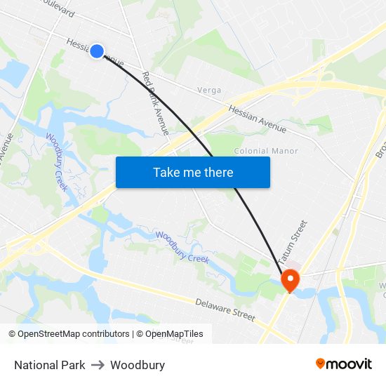 National Park to Woodbury map