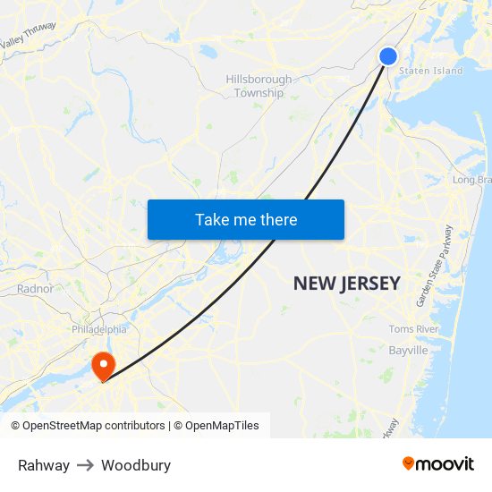 Rahway to Woodbury map