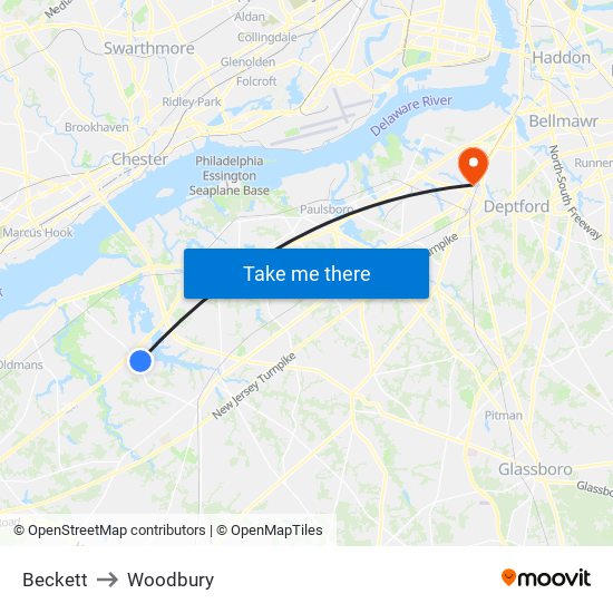 Beckett to Woodbury map