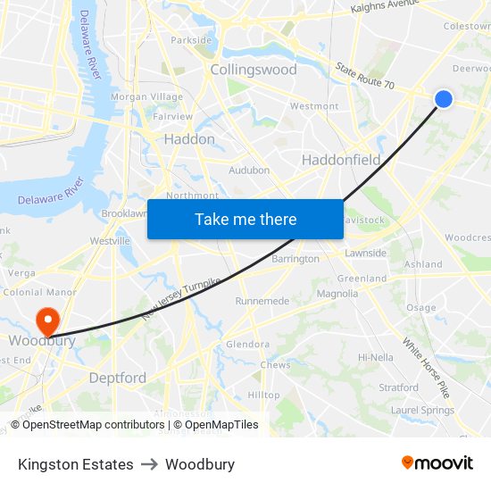 Kingston Estates to Woodbury map