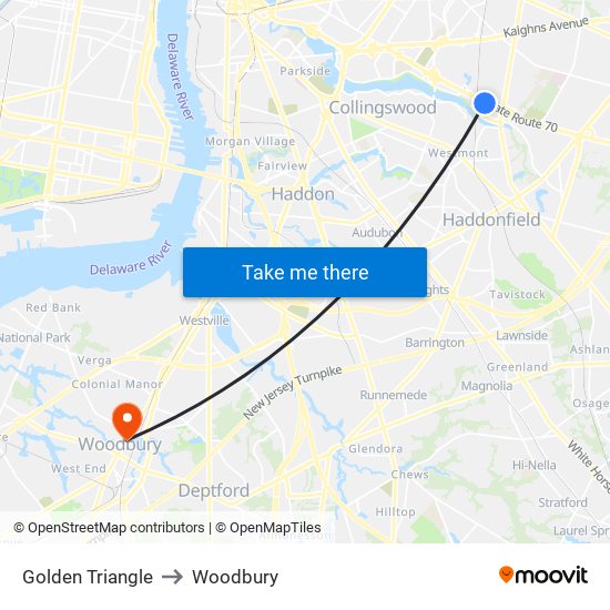 Golden Triangle to Woodbury map