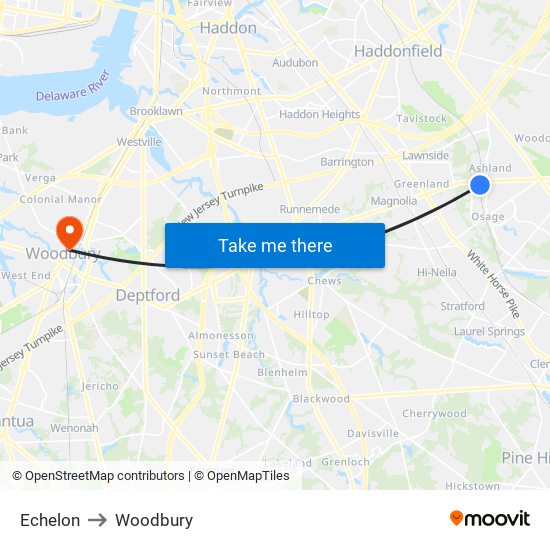 Echelon to Woodbury map
