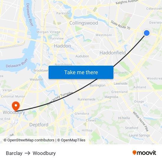 Barclay to Woodbury map
