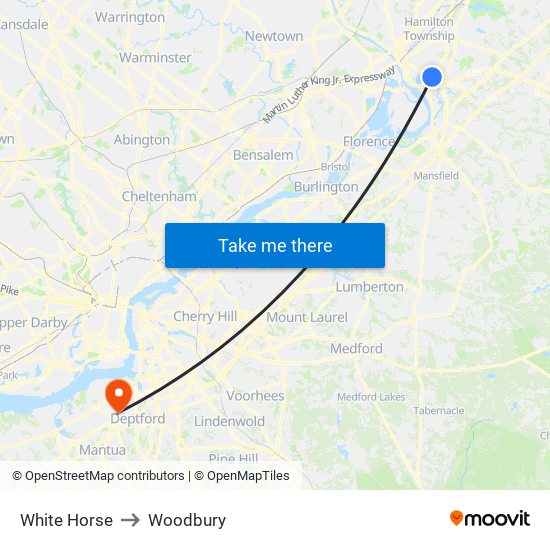 White Horse to Woodbury map