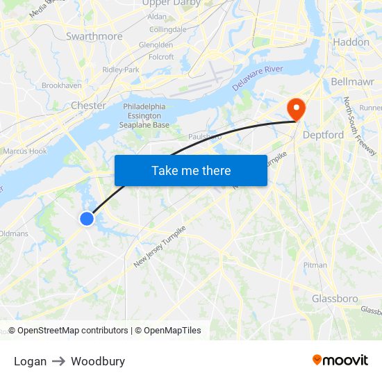 Logan to Woodbury map