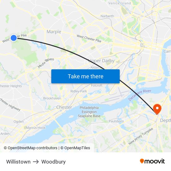 Willistown to Woodbury map