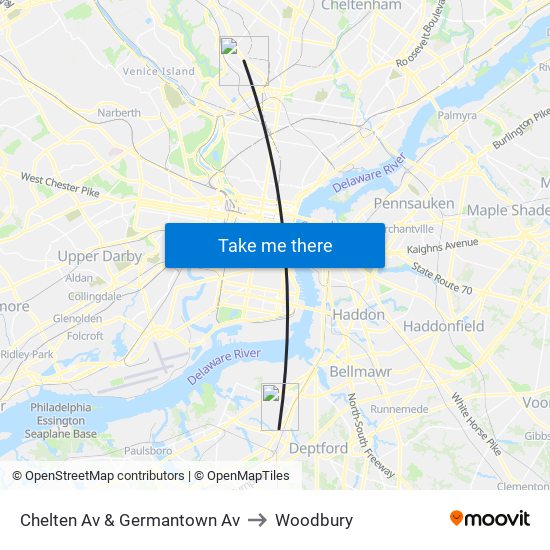 Chelten Av & Germantown Av to Woodbury map