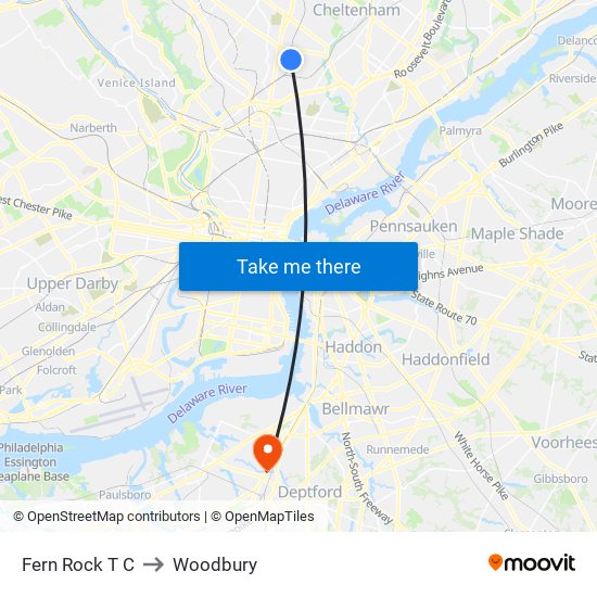 Fern Rock T C to Woodbury map
