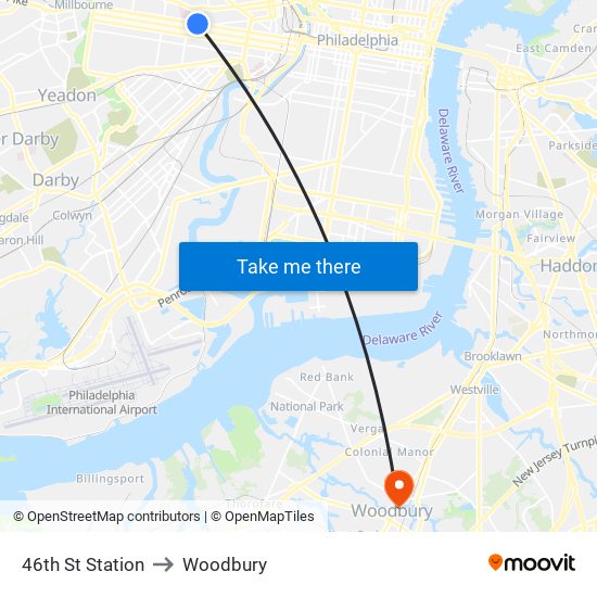 46th St Station to Woodbury map