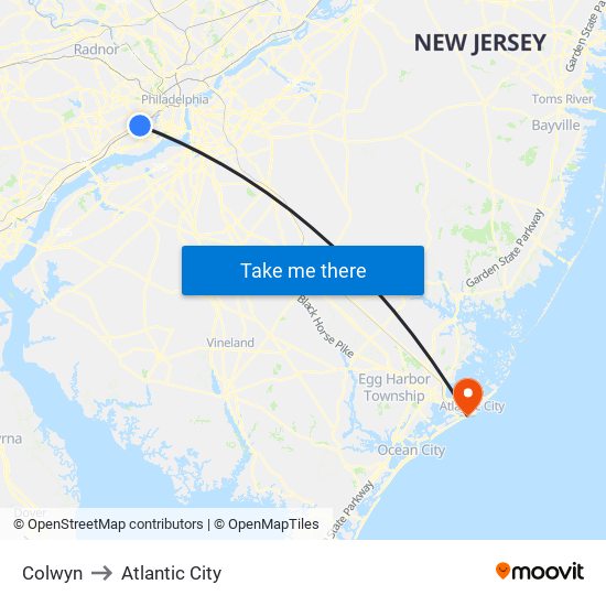 Colwyn to Atlantic City map