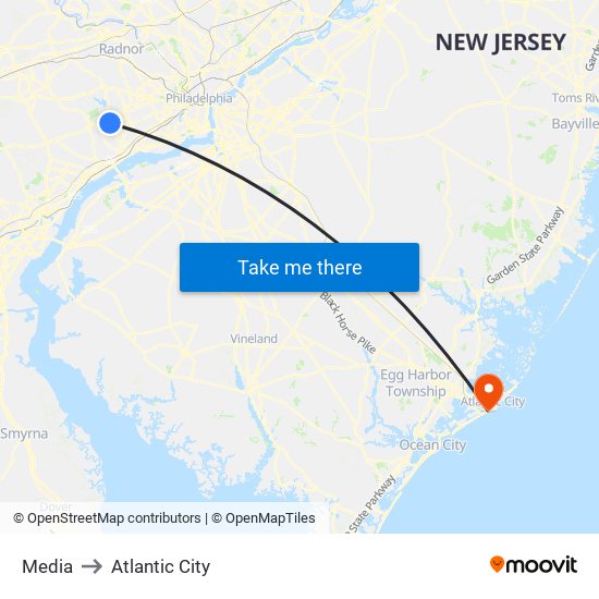 Media to Atlantic City map