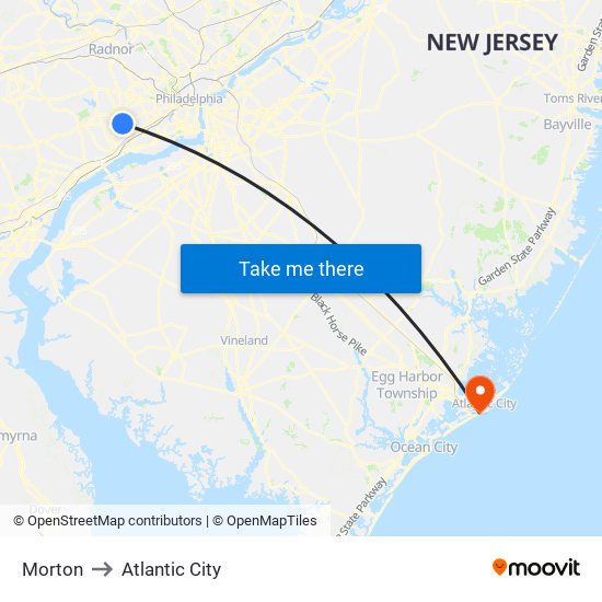 Morton to Atlantic City map