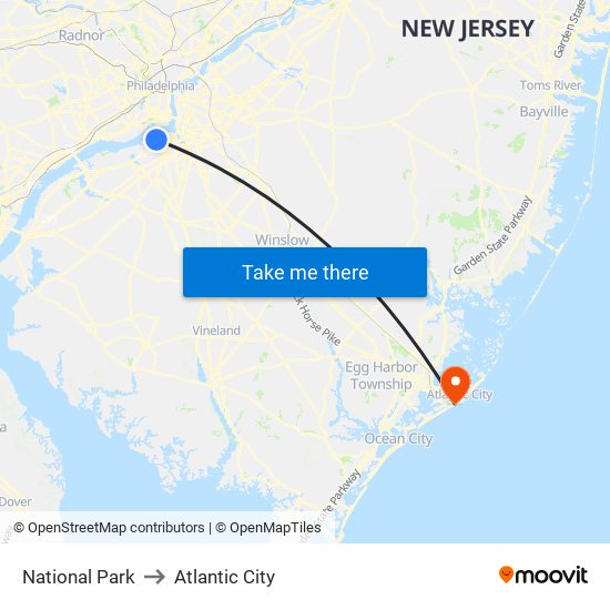 National Park to Atlantic City map