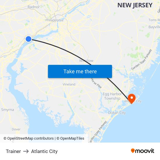 Trainer to Atlantic City map