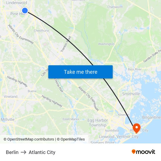 Berlin to Atlantic City map