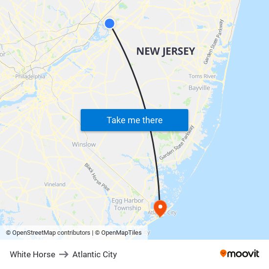 White Horse to Atlantic City map