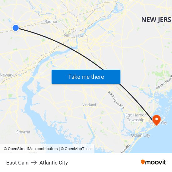 East Caln to Atlantic City map