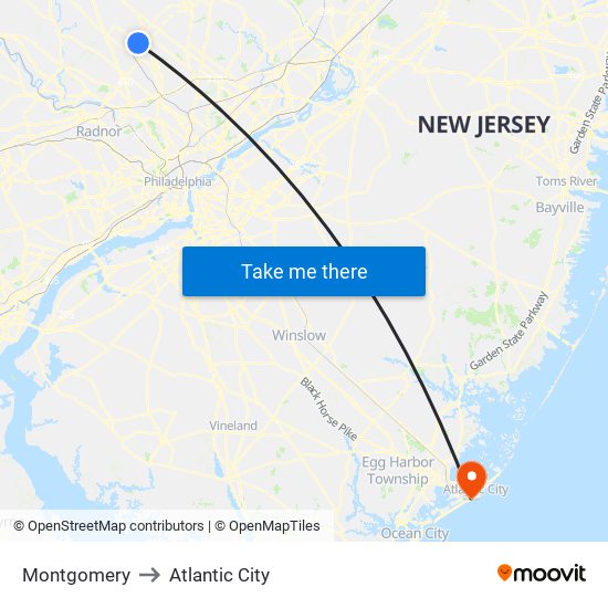 Montgomery to Atlantic City map