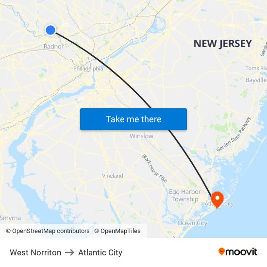 West Norriton to Atlantic City map