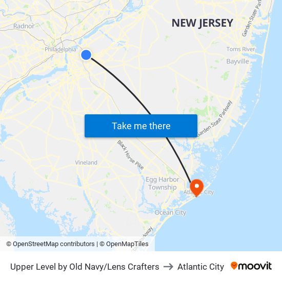 Upper Level by Old Navy/Lens Crafters to Atlantic City map