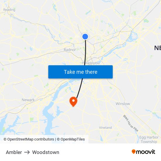 Ambler to Woodstown map
