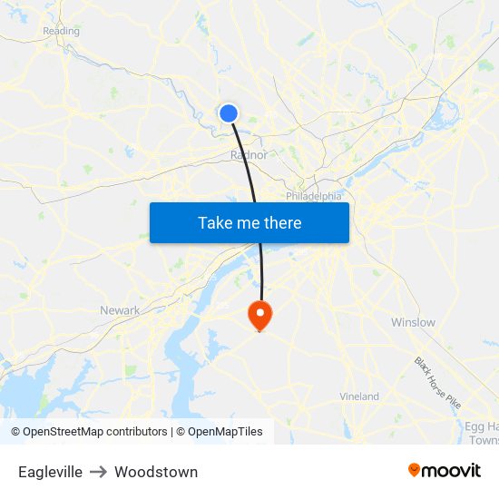 Eagleville to Woodstown map
