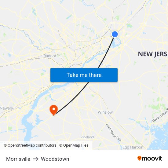 Morrisville to Woodstown map