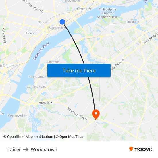 Trainer to Woodstown map