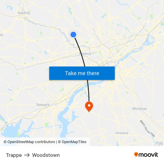 Trappe to Woodstown map