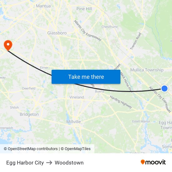 Egg Harbor City to Woodstown map