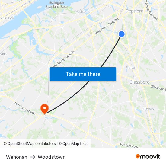 Wenonah to Woodstown map