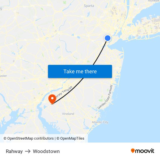 Rahway to Woodstown map