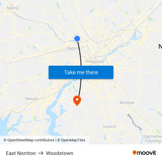 East Norriton to Woodstown map