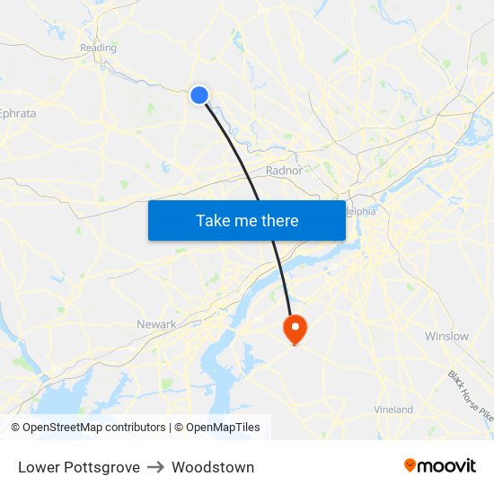 Lower Pottsgrove to Woodstown map