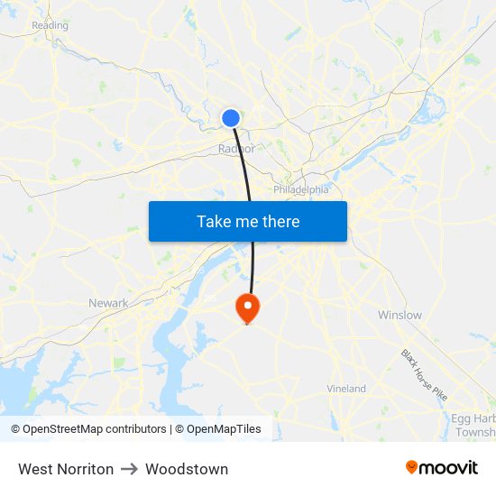 West Norriton to Woodstown map