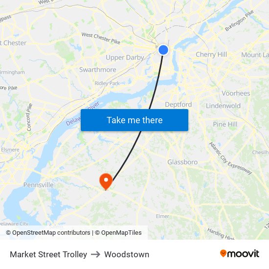 Market Street Trolley to Woodstown map