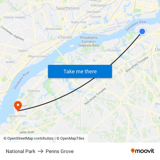 National Park to Penns Grove map