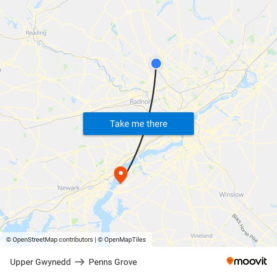 Upper Gwynedd to Penns Grove map