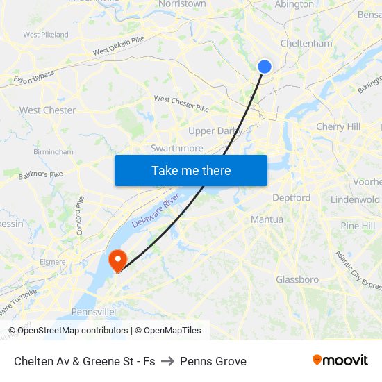 Chelten Av & Greene St - Fs to Penns Grove map