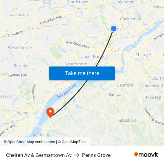 Chelten Av & Germantown Av to Penns Grove map