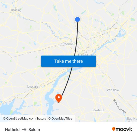 Hatfield to Salem map