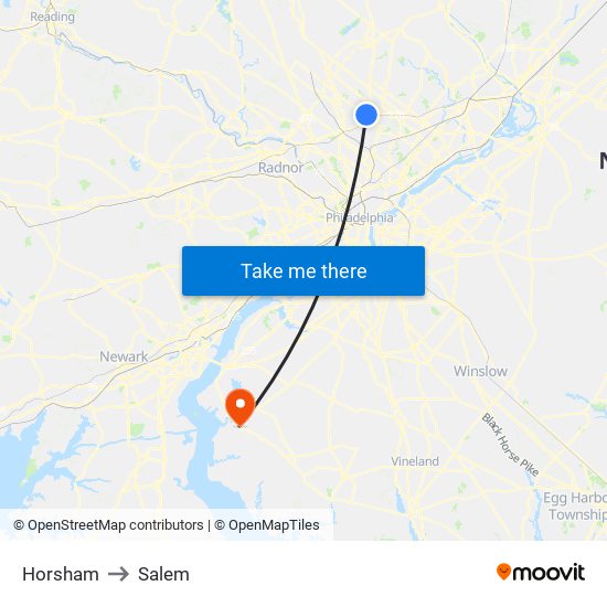 Horsham to Salem map