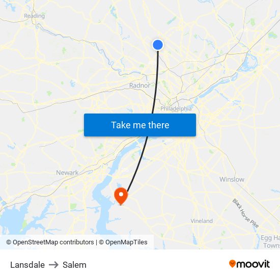 Lansdale to Salem map