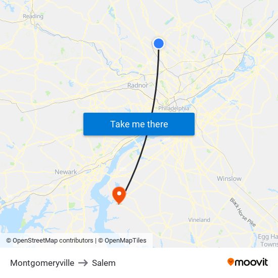 Montgomeryville to Salem map
