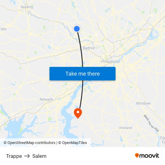 Trappe to Salem map