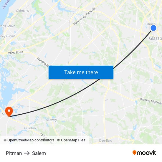 Pitman to Salem map