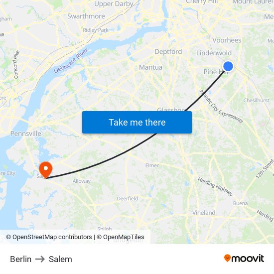 Berlin to Salem map